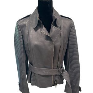 Gorgeous Burberry leather jacket like new - worn a couple of times - grey color